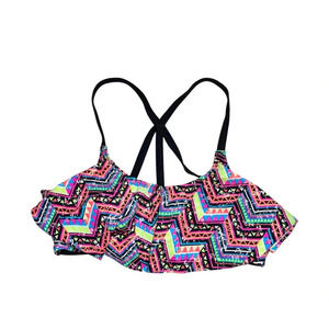 PINK Victoria’s Secret Pink & Multicolor Aztec Print Flounce Bikini Top Medium